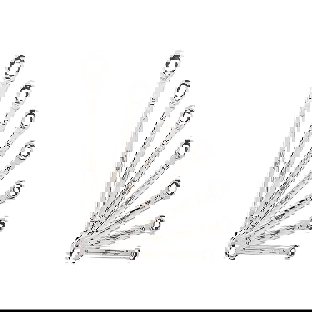 Ratcheting Combination Wrench Set: 7 Pc, Metric